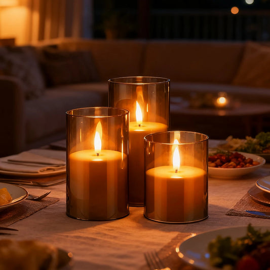 Set van 3 LED-kaarsen met afstandsbediening en timer – Werkt op batterijen